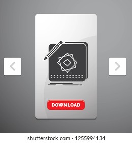 Design, App, Logo, Application, Design Glyph Icon in Carousal Pagination Slider Design & Red Download Button