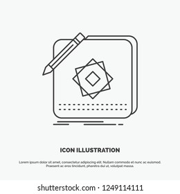 Design, App, Logo, Application, Design Icon. Line vector gray symbol for UI and UX, website or mobile application