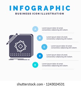 Design, App, Logo, Application, Design Infographics Template for Website and Presentation. GLyph Gray icon with Blue infographic style vector illustration.