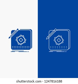 Design, App, Logo, Application, Design Line and Glyph web Button in Blue color Vertical Banner for UI and UX, website or mobile application