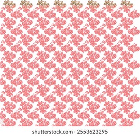 The design appears to be a repeating pattern of stylized floral motifs, with a consistent distribution of bright pink or coral-colored flowers across a white background. The flowers have a somewhat ab