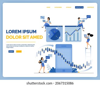 Design of apps to help fundamentally analyze stock prices and company investment prospectuses to buy. vector illustration can be used for landing page, web, website, mobile apps, poster, flyer, ui ux