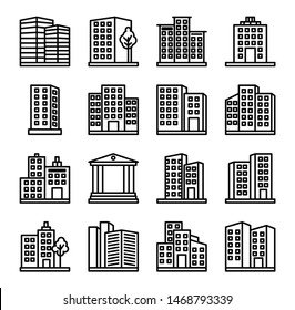 Design architecture buildings line icons