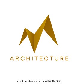 Design of architecture logo on white background. Roof shape. Isolated vector illustration.