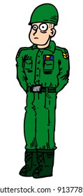Design of army man with green uniform