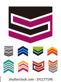 Design arrow and shield logo element. Colorful icons set. 
