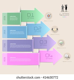 Design arrows infographic template 4 steps, can be used for workflow layout, diagram, number options, graphic or website layout.