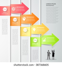 Design arrows infographics 4 steps. Vector illustration. can be used for workflow layout, diagram, number options, graphic or website layout.