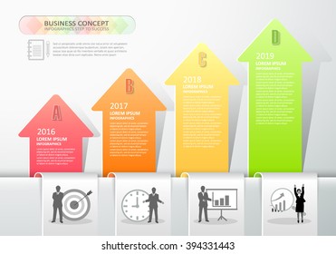 Design arrows infographics 4 steps. Vector illustration. can be used for workflow layout, diagram, number options, graphic or website layout.