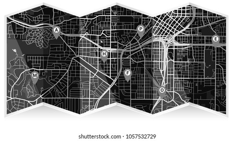 design art black white map city
