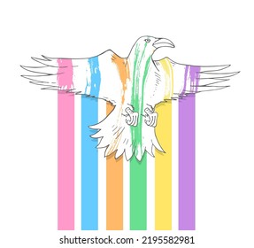 Design of art colorful bird draw