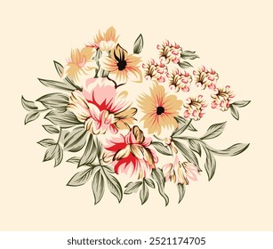 Design Art Digital Textile Design For Shirts And Dupatta Colorful Flowers