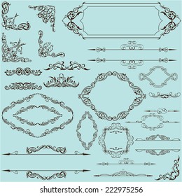 Design art elements set on blue