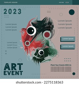 Design art event social media post templates. Abstrack Template design suitable for celebrations and arts Activity plans