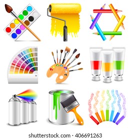 Design and art icons detailed photo realistic vector set