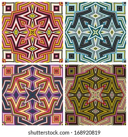 Design Art from Kenya.Modern seamless vector pattern in vivid colors derived from East African spiritual symbols