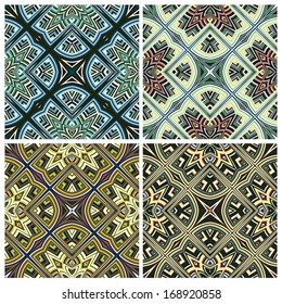 Design Art from Kenya.Modern seamless vector pattern in vivid colors derived from East African spiritual symbols