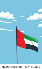 design art of UAE flag with sky background 