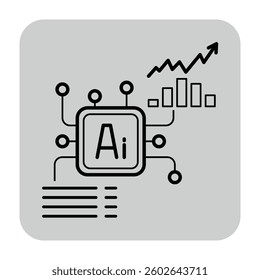 Design of artificial intelligence with central AI symbol surrounded by data connections. Progress in technology and analytics concept