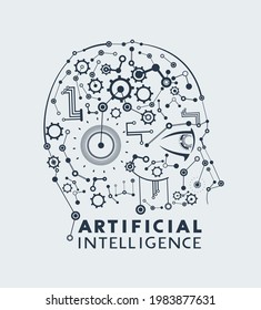 Design of artificial intelligence head illustration