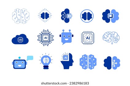 Design of artificial intelligence on flat icons