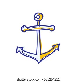 Design of an artistic cute fun illustration of anchor vector that can be use in poster, website, app, article, tattoo, flyer.