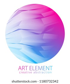 Design artistic element of great lines surface texture in a shape of circle. Vector abstract 3d perspective background for layouts, posters, banners, print and web. Trendy and cool.