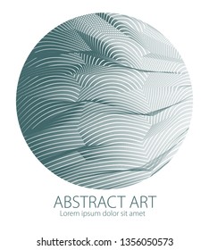 Design artistic element of great lines surface texture in a shape of circle. Vector abstract 3d perspective background for layouts, posters, banners, print and web. Trendy and cool.