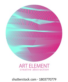 Design artistic element of great lines surface texture in a shape of circle. Vector abstract 3d perspective background for layouts, posters, banners, print and web. Trendy and cool.