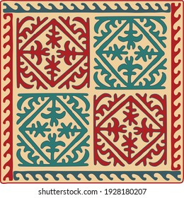 Elemento de patrones asiáticos de diseño. Bellos ornamentos nacionales kazajos en un fondo. EPS