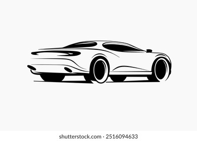 Design for automotive themes. Sport car outline vector image. Vehicle art. Logo, stencil.