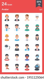 The design of the avatar flat icon pack vector illustration, this vector is suitable for icons, logos, illustrations, stickers, books, covers, etc.