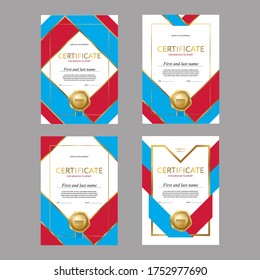 Design of award certificate, diploma of education, creative set of templates