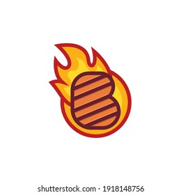 Design of B Letter Barbecue logo design, B letter shaped like roasted beef, a great logo for your food company.
