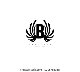 Design B Letter Linked Modern Wings Monogram Logo