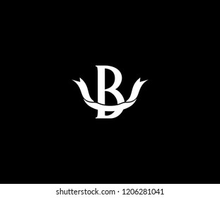 Design B Letter Ribbon Swoosh Monogram Logotype