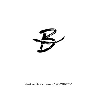 Design B Letter Stroke Grunge Swoosh Monogram Logotype