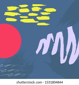 Design for Background Banner, Header Poster with Digital Brush strokes and circle, Creative Background
