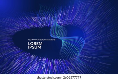 Design background for Big Data, Data Flow, Cybersecurity, Science or Finance for banner, web-design, brochure, background, visualization. Circular Dots and Particles Vortex. Premium Branding Binary