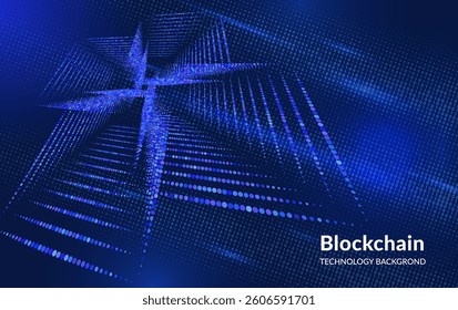 Design background for Blockchain, Big Data, Data Flow, Cybersecurity, Science or Finance for banner, web-design, brochure, background, visualization. Spirals Dots and Particles. Premium Branding