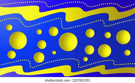 El diseño del fondo en azul y amarillo con bolas y patrones estéticos es adecuado para carteles, afiches y otros