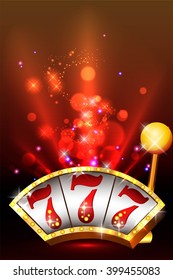 Design background for casino. The prize of three sevens on a slot machine
