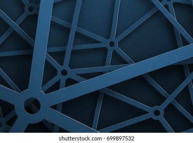 Design background with a cobweb of blue lines. Abstract grid template for posters, flyers or sites. Vector illustration