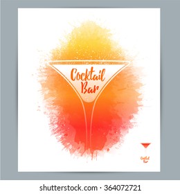 Design background with colored spots. Illustration of cocktail glass. Suitable for background poster or promotional material events. Vector