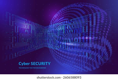 Design background for Cybersecurity, Blockchain, Cloud tech, big Data, AI for banner, Brochure, Presentation, Background, Visualization. Circular Dots, lines, spirals, Particles. Premium Branding