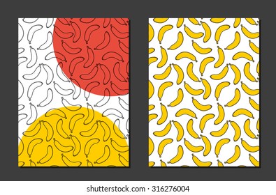 Design background with doodle bananas. 