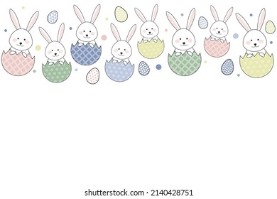 Design of a background with Easter rabbits and eggs. Vector