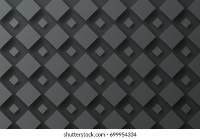 Design background with flying black rhombuses of different sizes with a shadow. A backdrop template for a poster, flyer, website or banner. Vector illustration