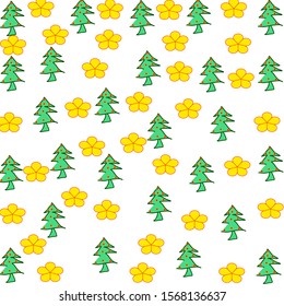 Design background form flowers and Christmas trees 