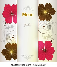 Design background with  hand drawn retro flowers.vintage design template